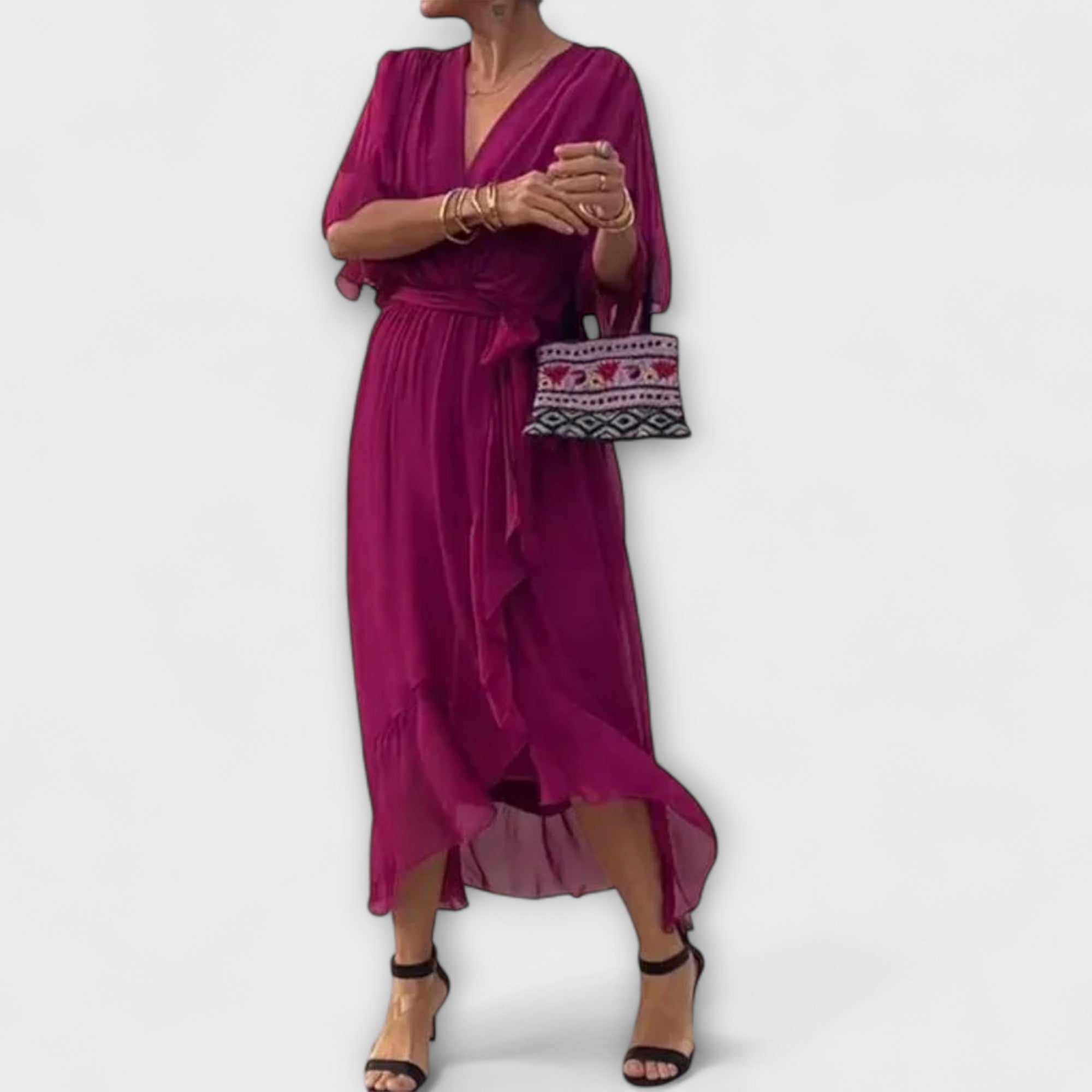 Amoura - Abito in chiffon con scollatura a V