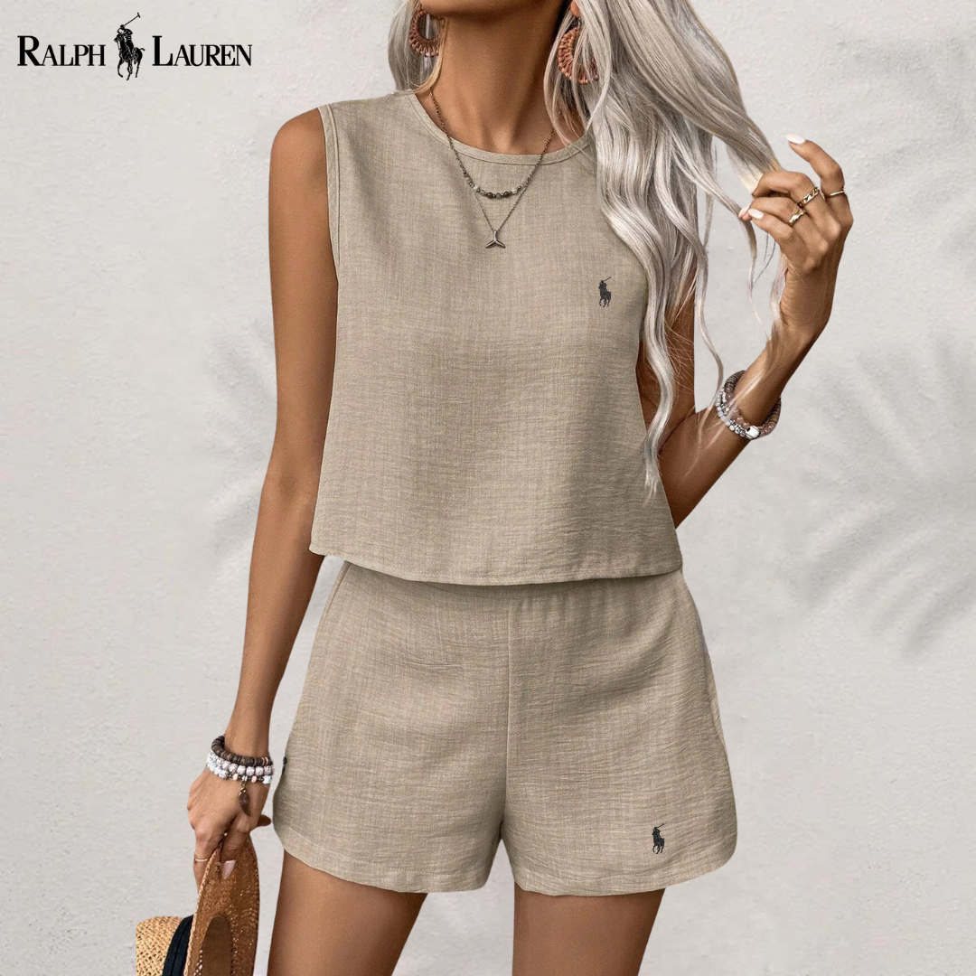 [Compra 1 Ottieni 2] Set Completo in Lino Serenity a Due Pezzi di R. Ꮮаᴜгеn + Cappello da Sole R. Ꮮаᴜгеn in Omaggio