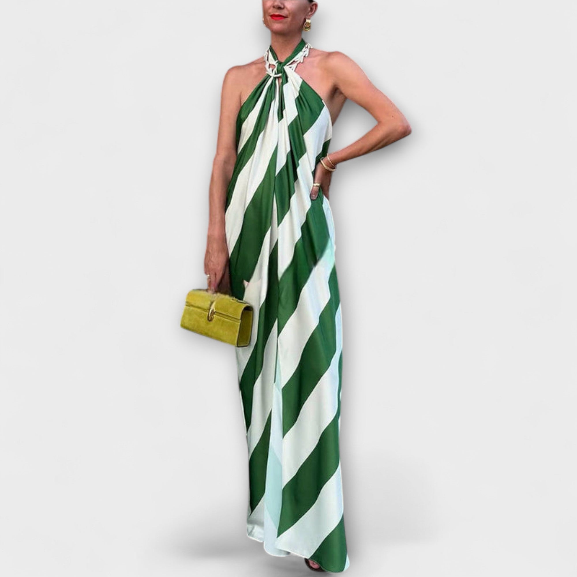 Marlowe - Abito Maxy con Stampa a Righe Senza Maniche