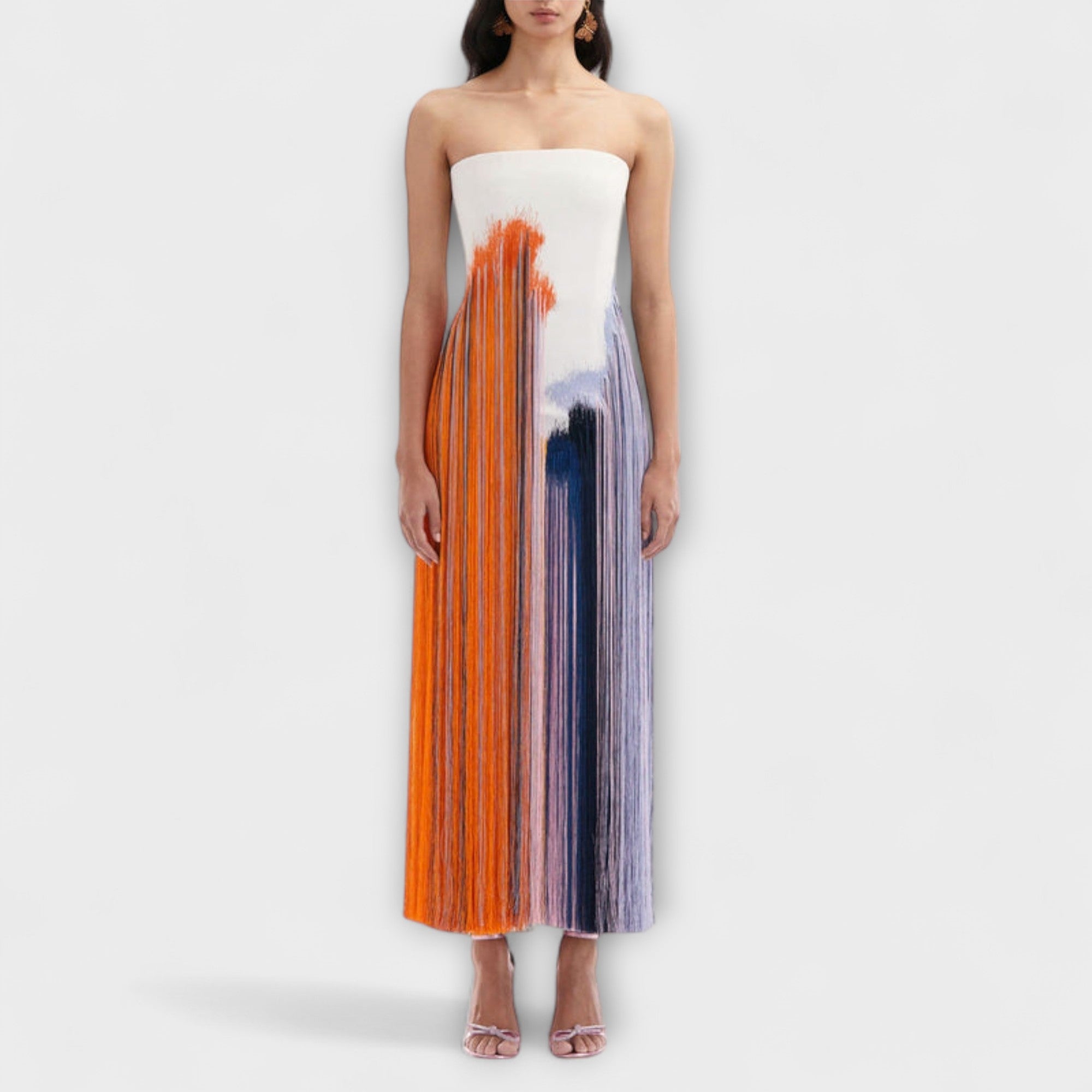 Estate - Elegante vestito color block con frange alla moda