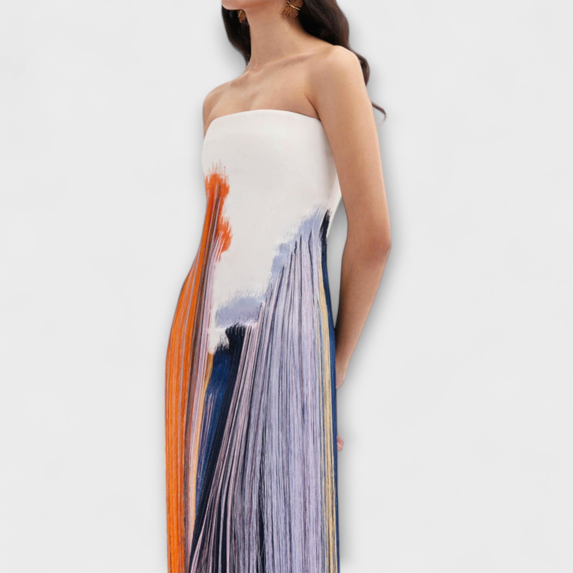Estate - Elegante vestito color block con frange alla moda