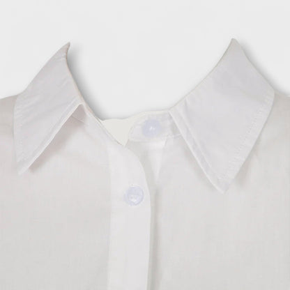 Indie - Abito camicia bianco plissettato a maniche lunghe