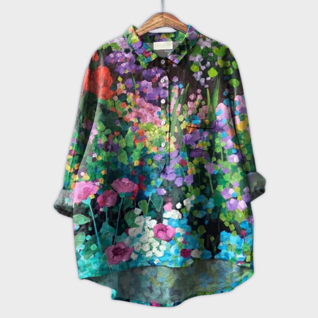 Magdalena - Blusa da donna fatta a mano con design floreale