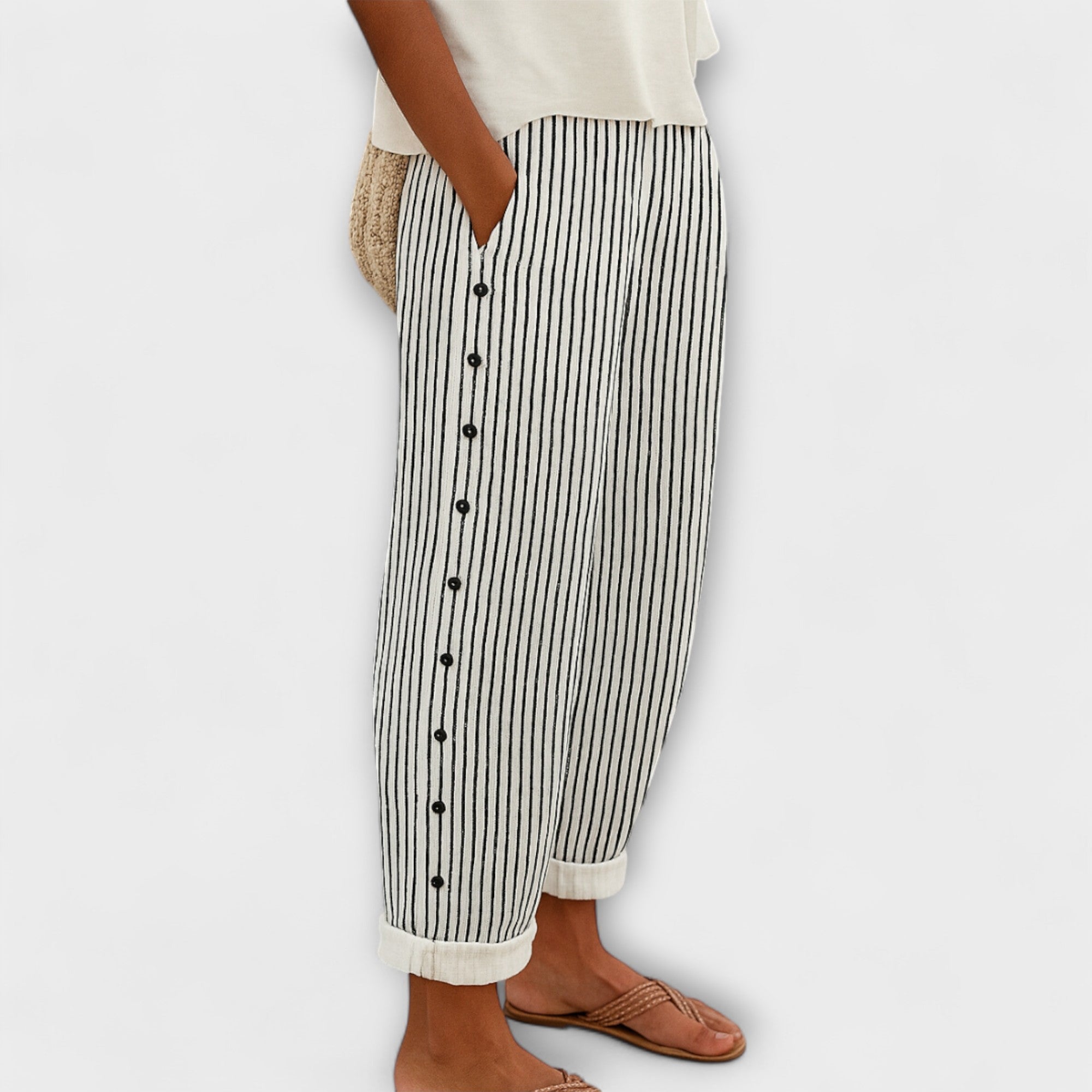 Rea - Pantaloni casual a righe rilassati