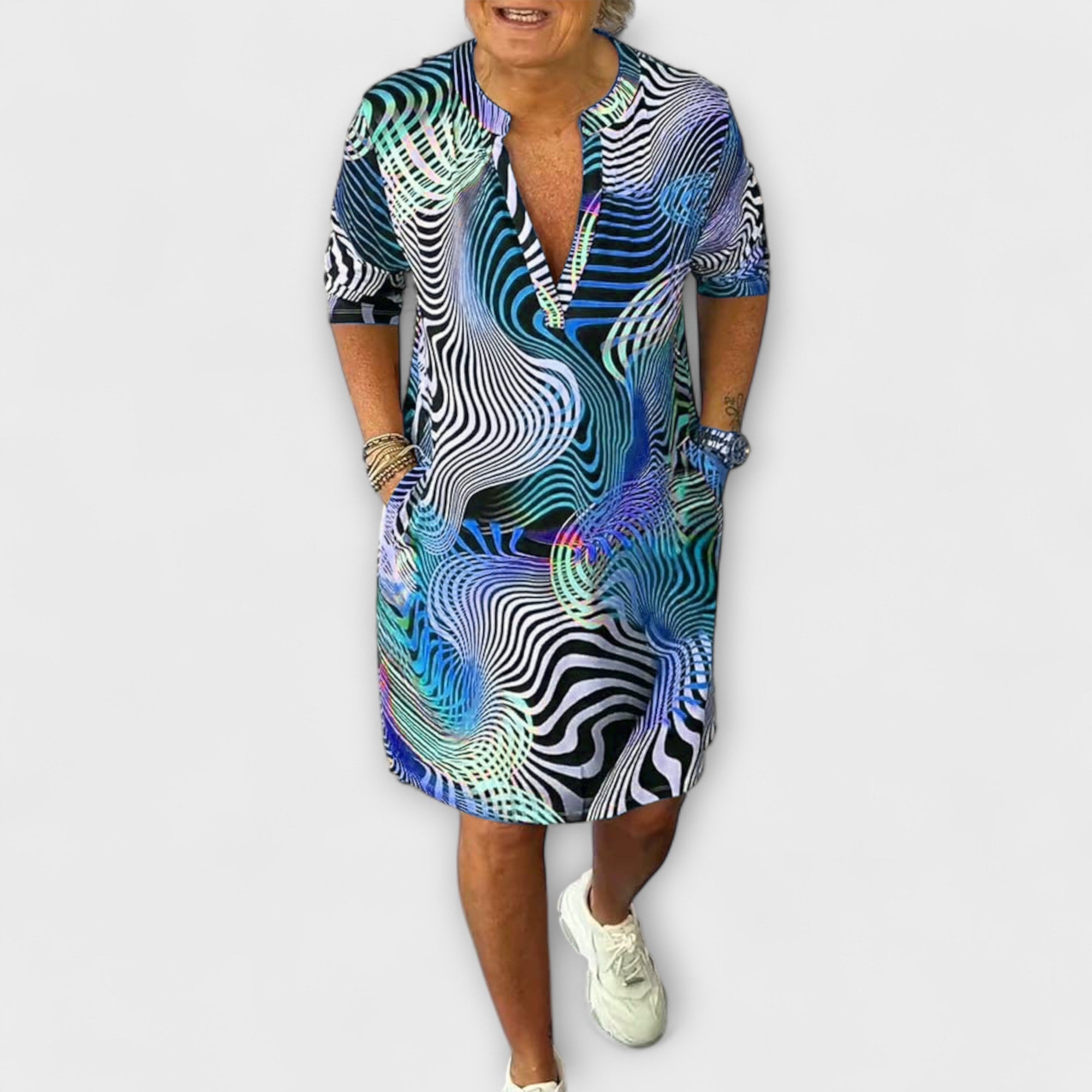 Liora - Vestito colorato con scollatura a V