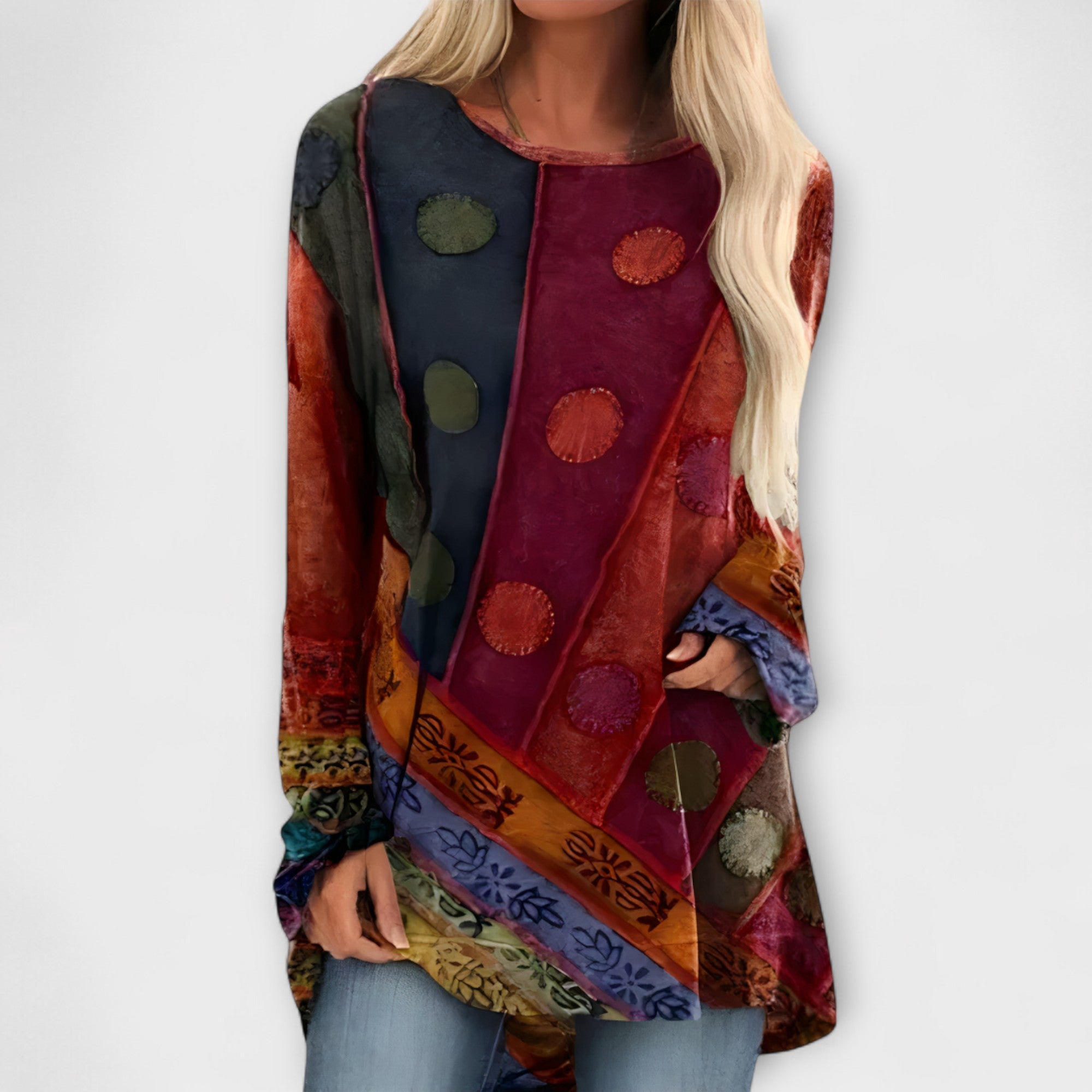 Blusa Donna Stilosa Con Stampa Etnica