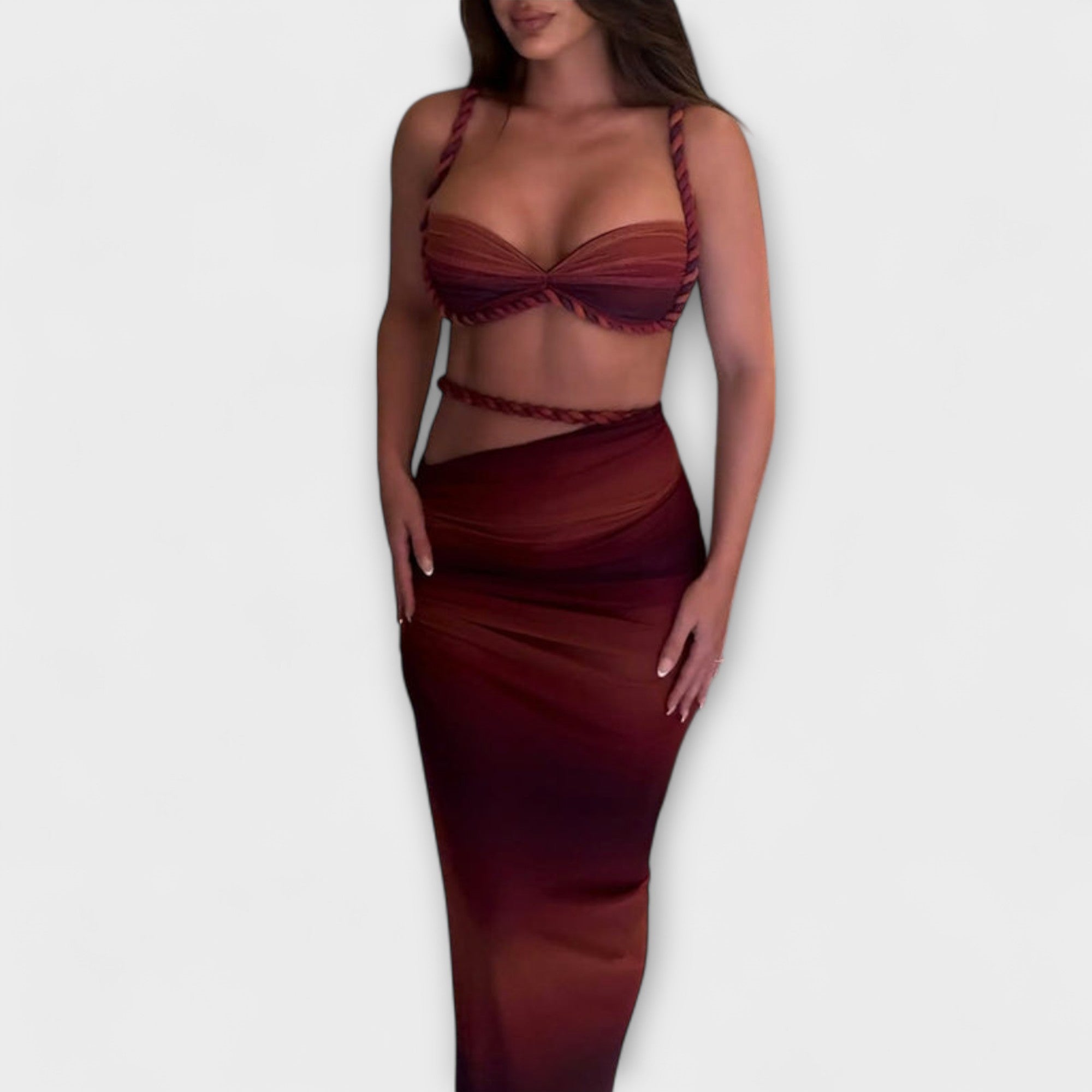 Jane - Elegante Crop Top con Gradient e Duo di Gonna