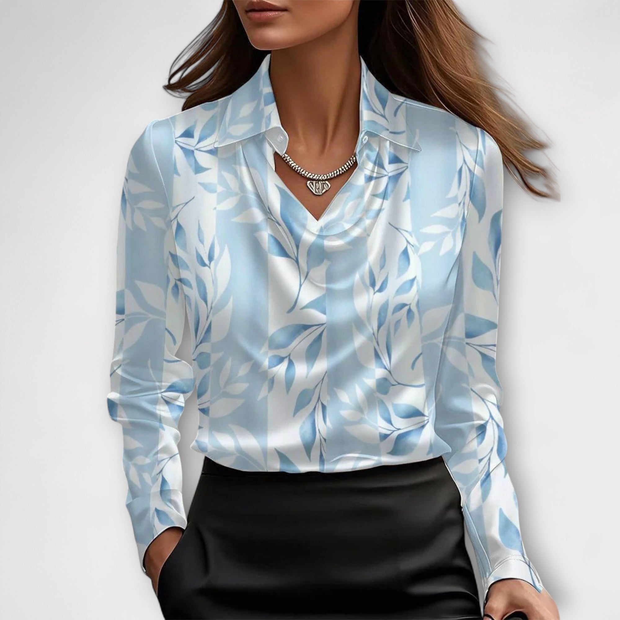 Camicia lucida con colletto arricciato