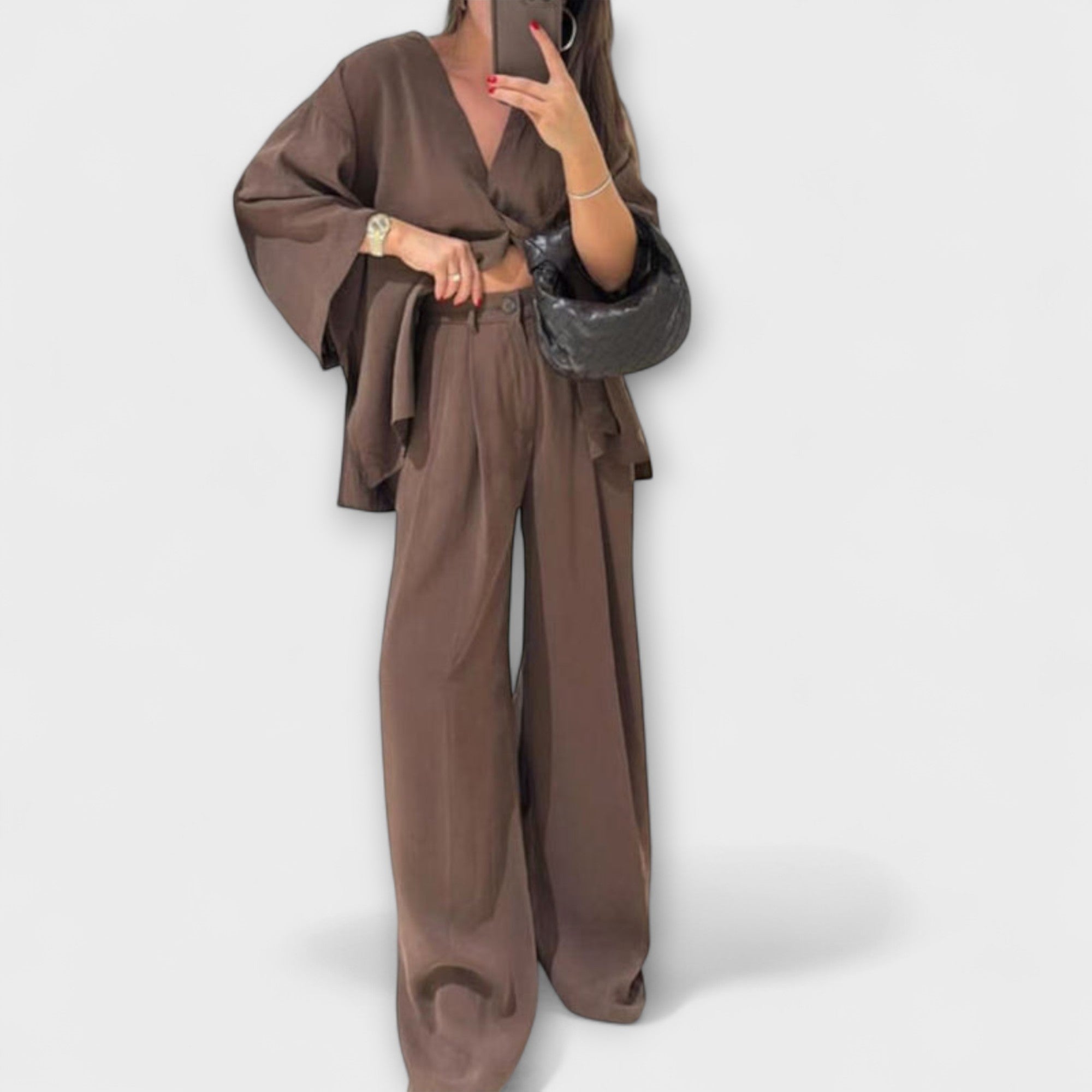 Jacqueline - Top e Pantaloni Duo con Scollo a V Casual