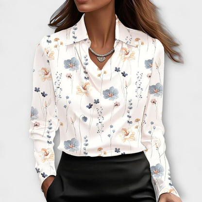 Camicia lucida con colletto arricciato