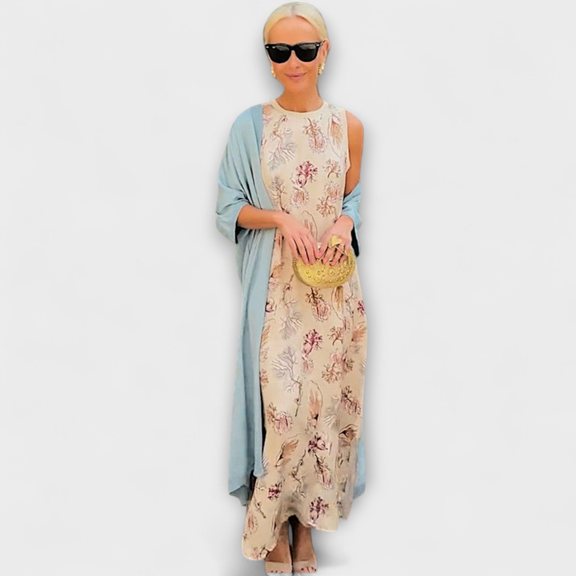 Elveria – Maxidress con cardigan abbinato