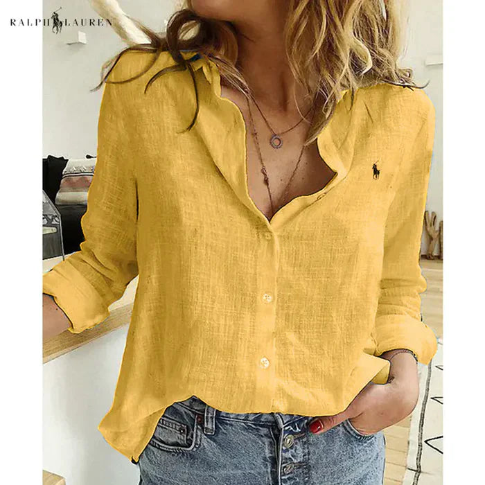 R. Ꮮаᴜгеn Camicia in Lino con Bottoni