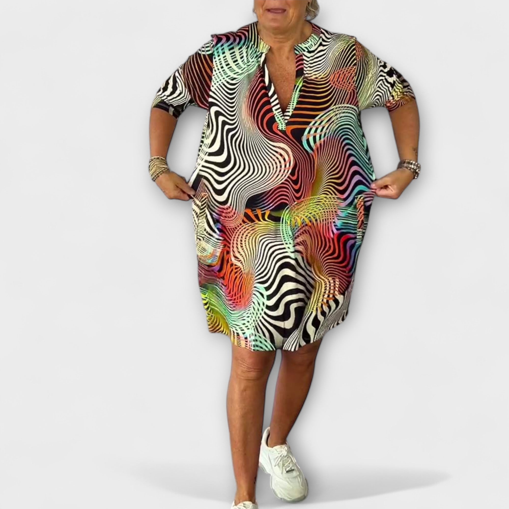 Liora - Vestito colorato con scollatura a V