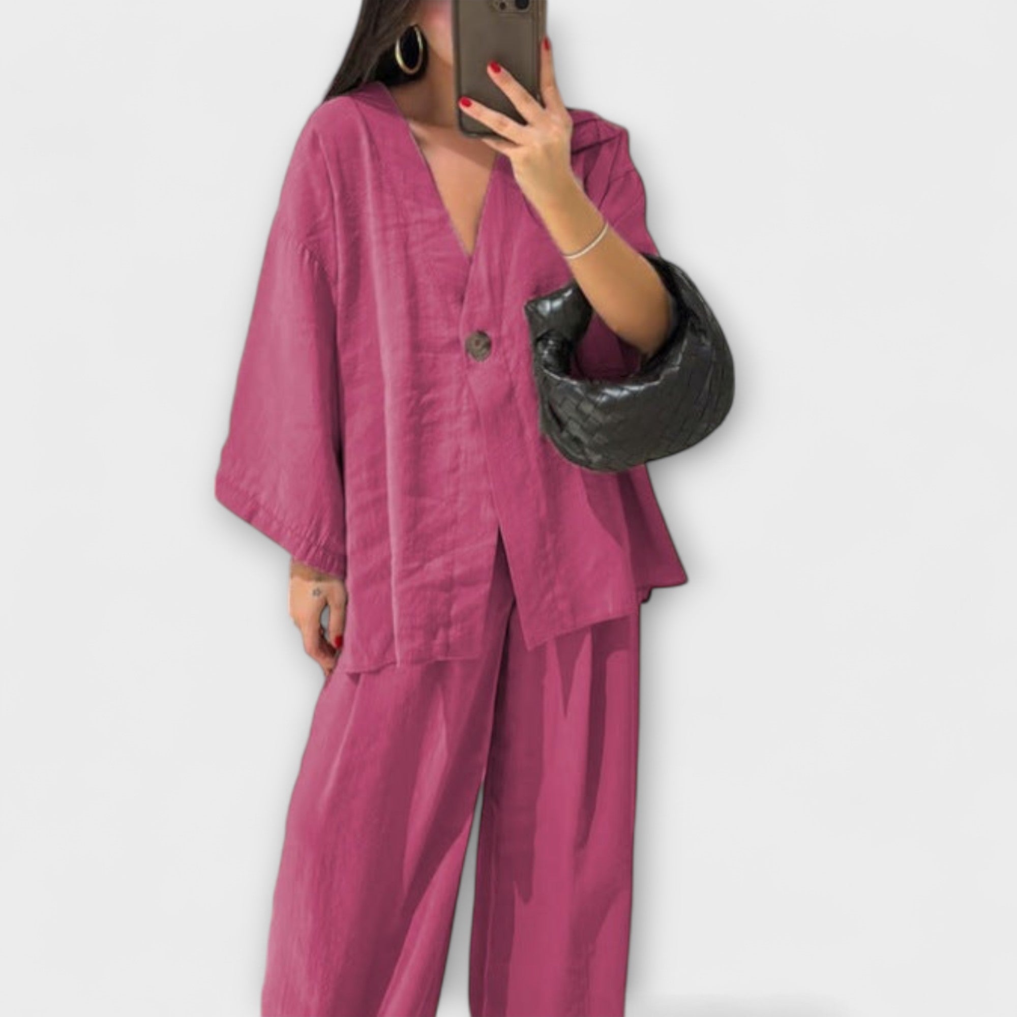 Jacqueline - Top e Pantaloni Duo con Scollo a V Casual