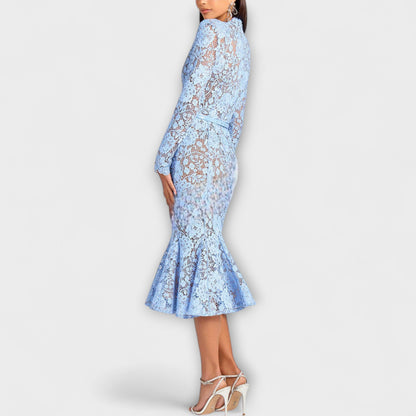 Freya - Elegante Vestito Midi in Pizzo Floreale