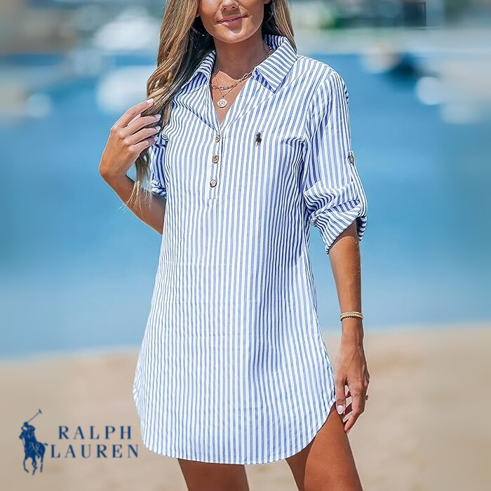R. Ꮮаᴜгеn Abito Camicia Classico a Righe