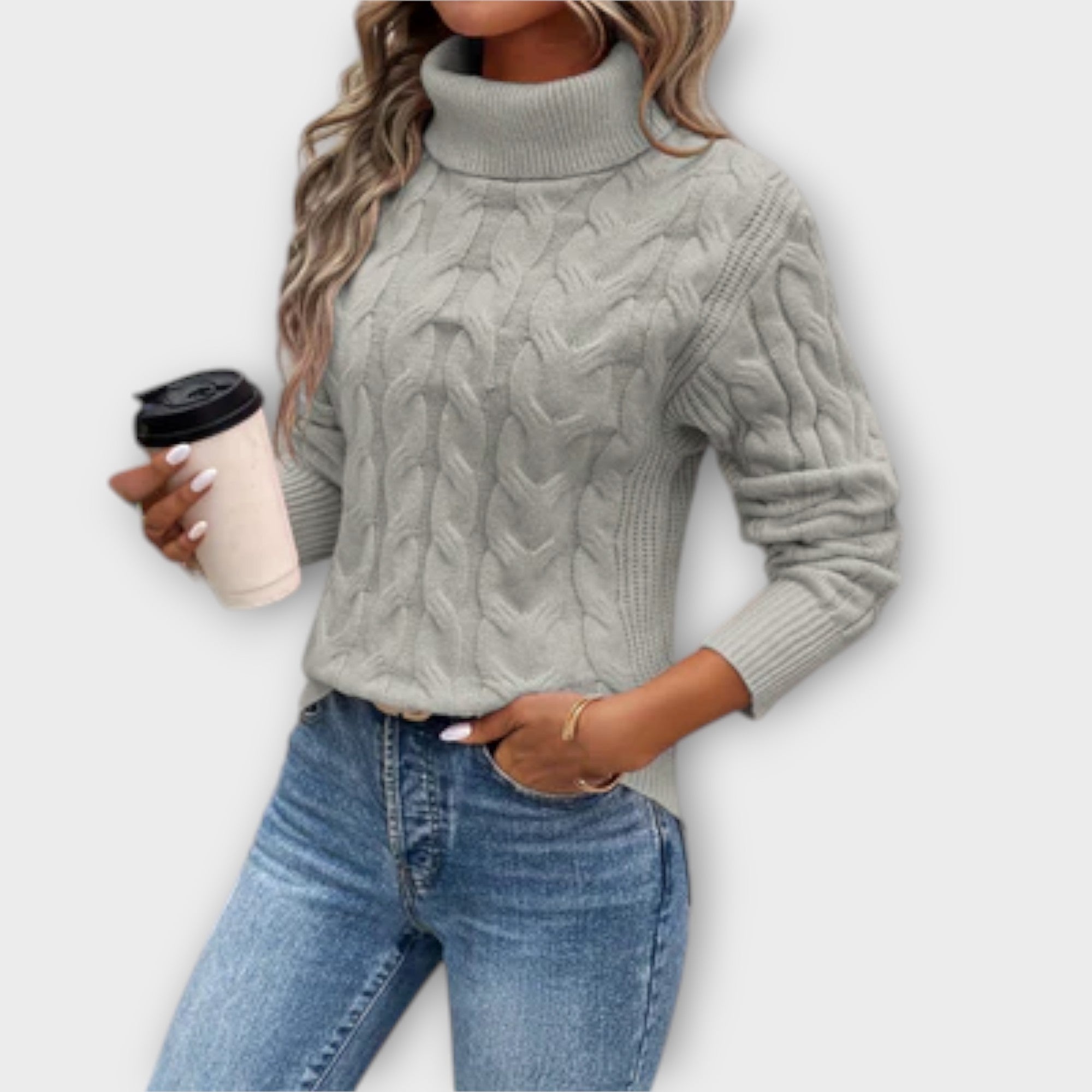 Amelia – Elegante maglione a collo alto in maglia