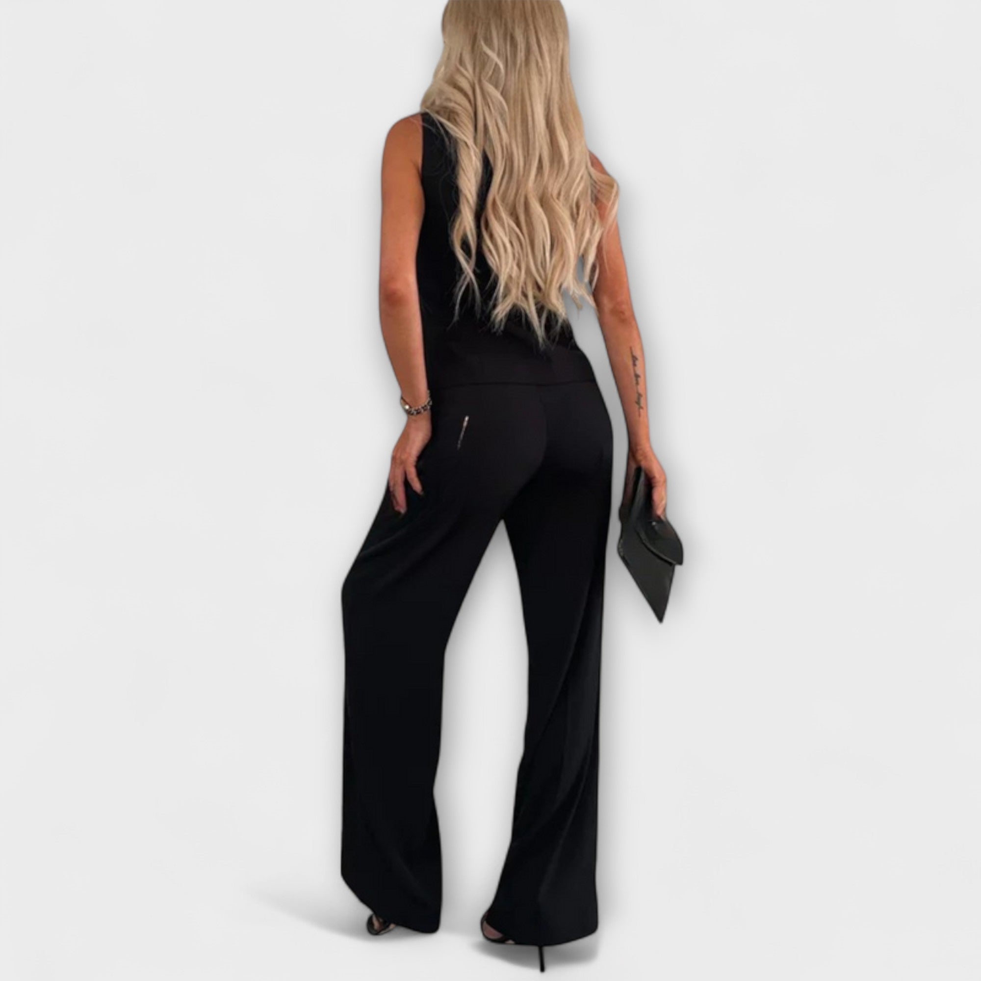 Wilhelmina - Elegante top senza maniche e completo pantaloni