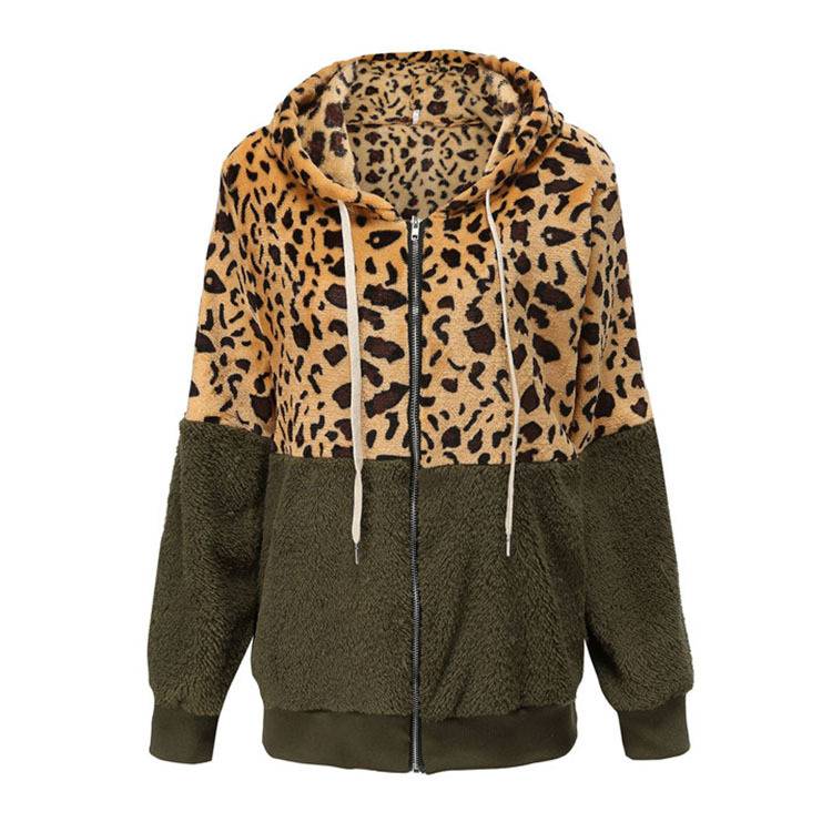 Lea - Felpa con cappuccio in pile con design leopardato