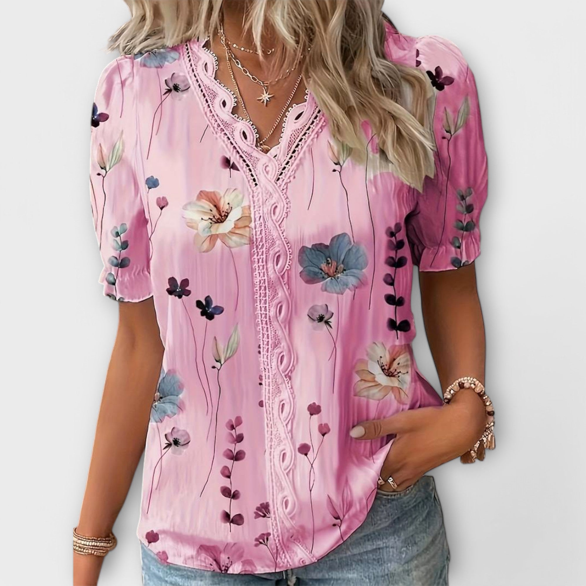 Emily - Blusa alla moda con scollatura a V