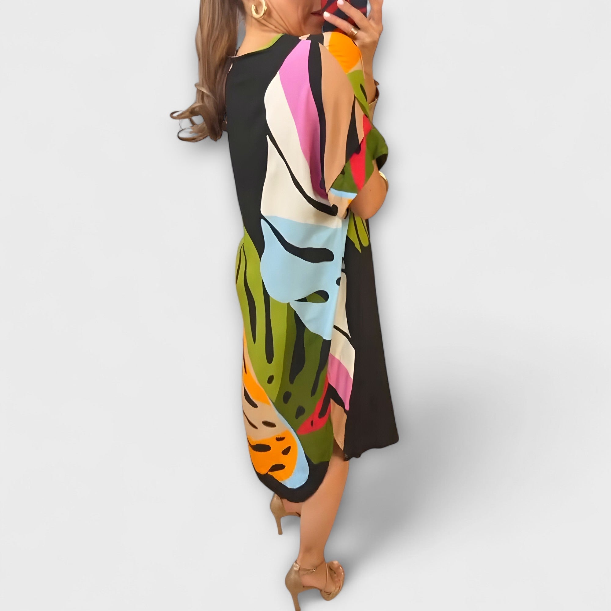 Roos - Abito casual con stampa di foglie colorate