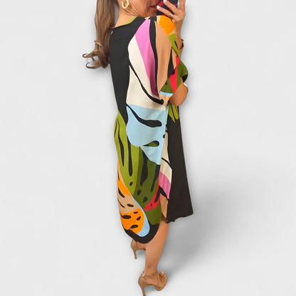 Roos - Abito casual con stampa di foglie colorate
