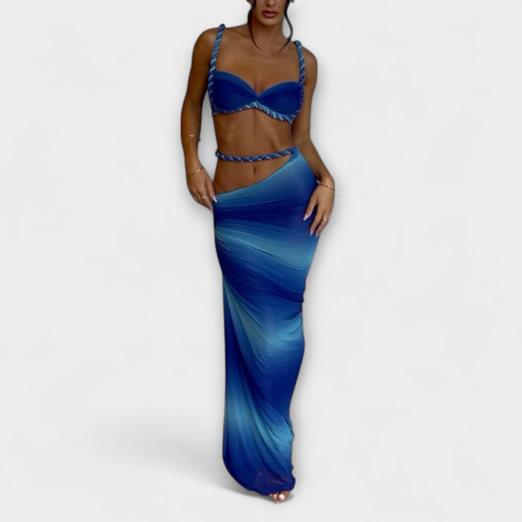 Jane - Elegante Crop Top con Gradient e Duo di Gonna