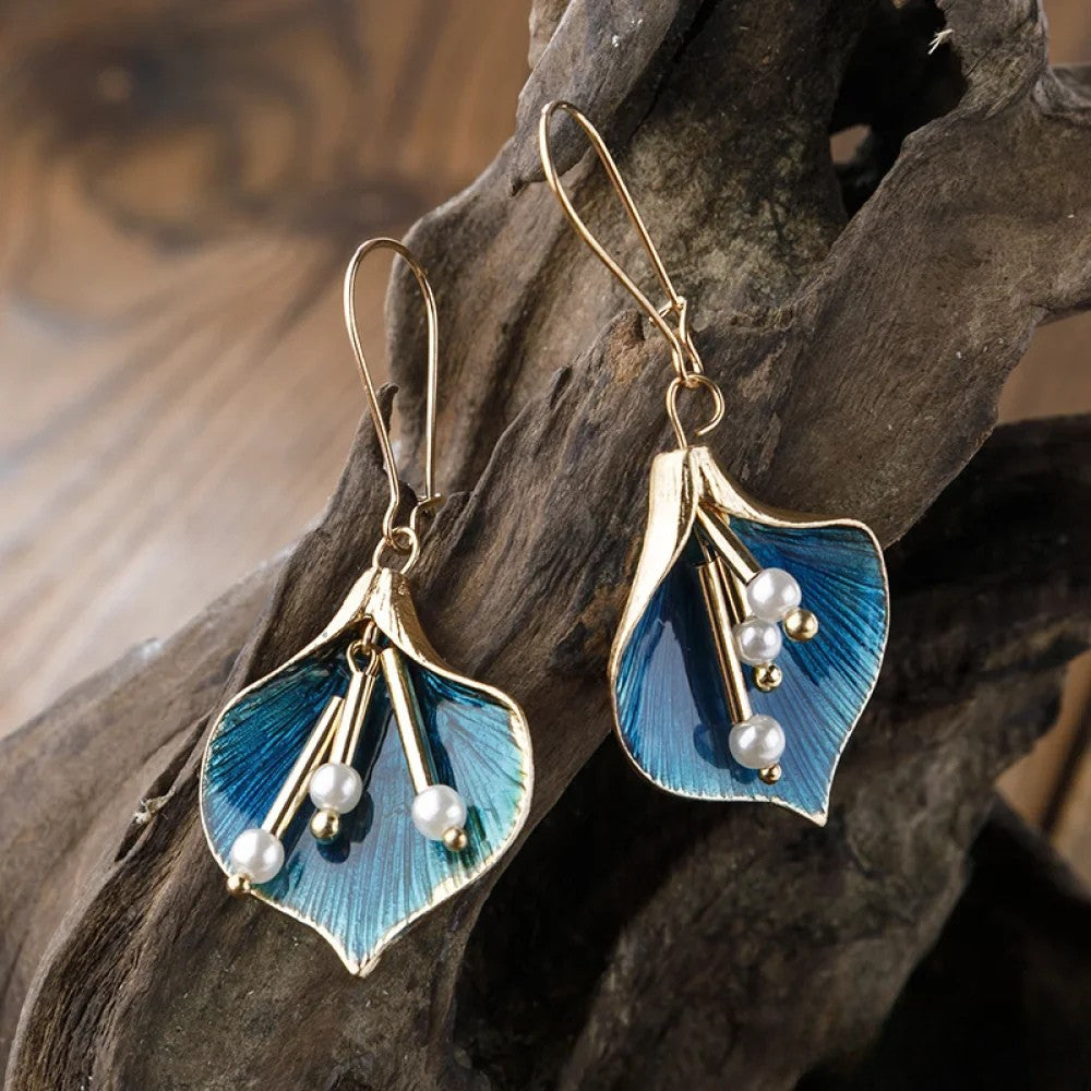 Orecchini in Argento con Loto Blu Antico