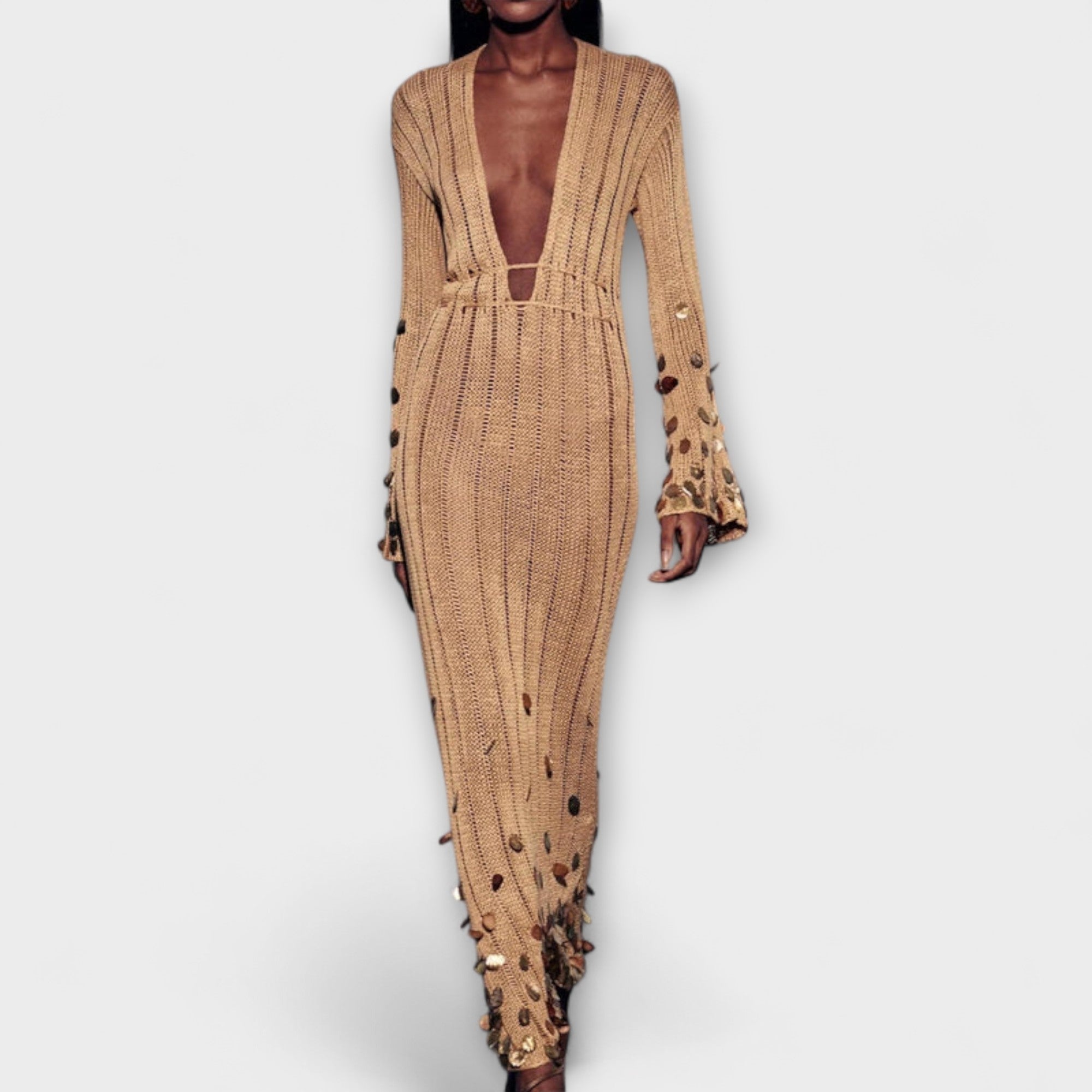 Kathleen - Abito Maxi in Maglia Oro di Dolly
