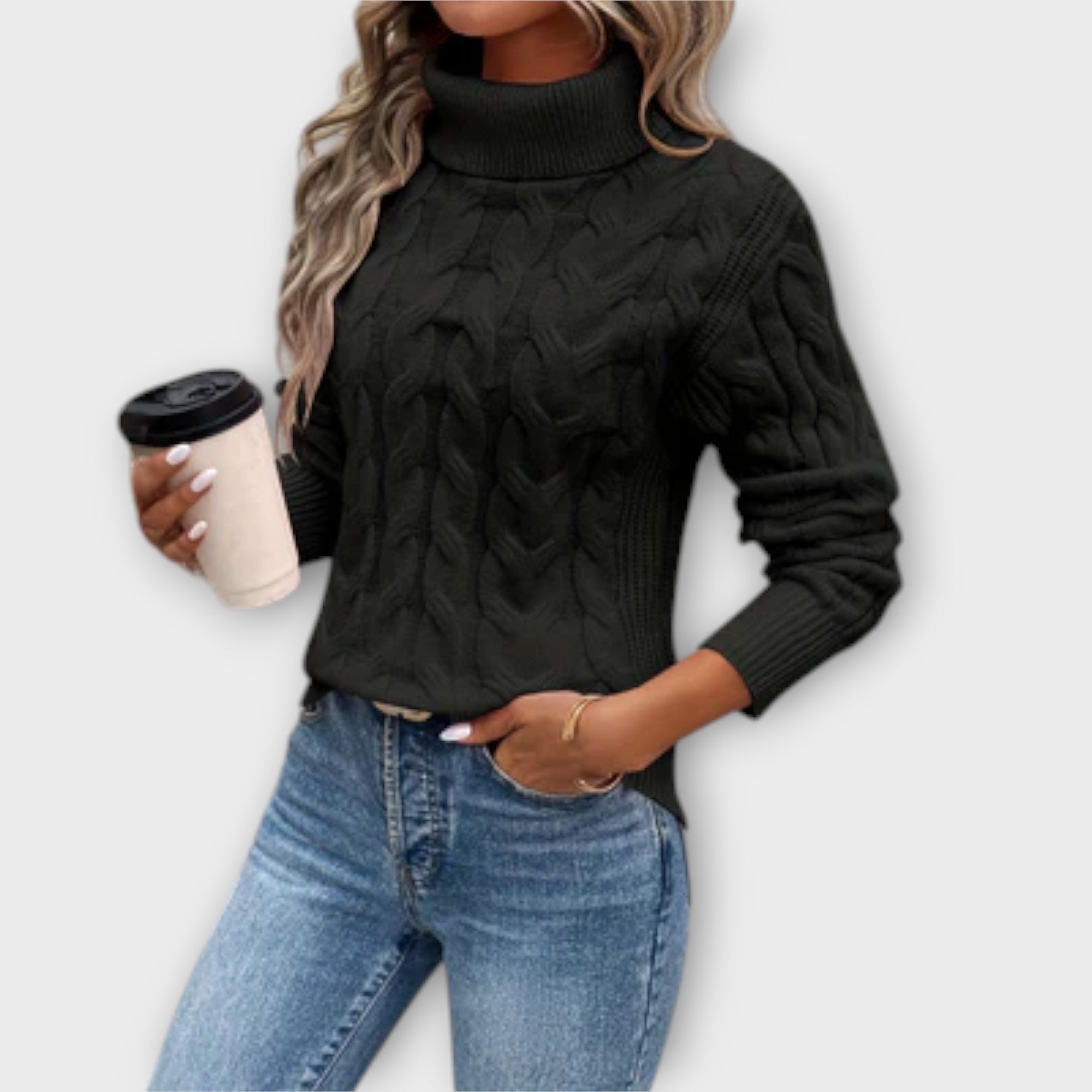 Amelia – Elegante maglione a collo alto in maglia
