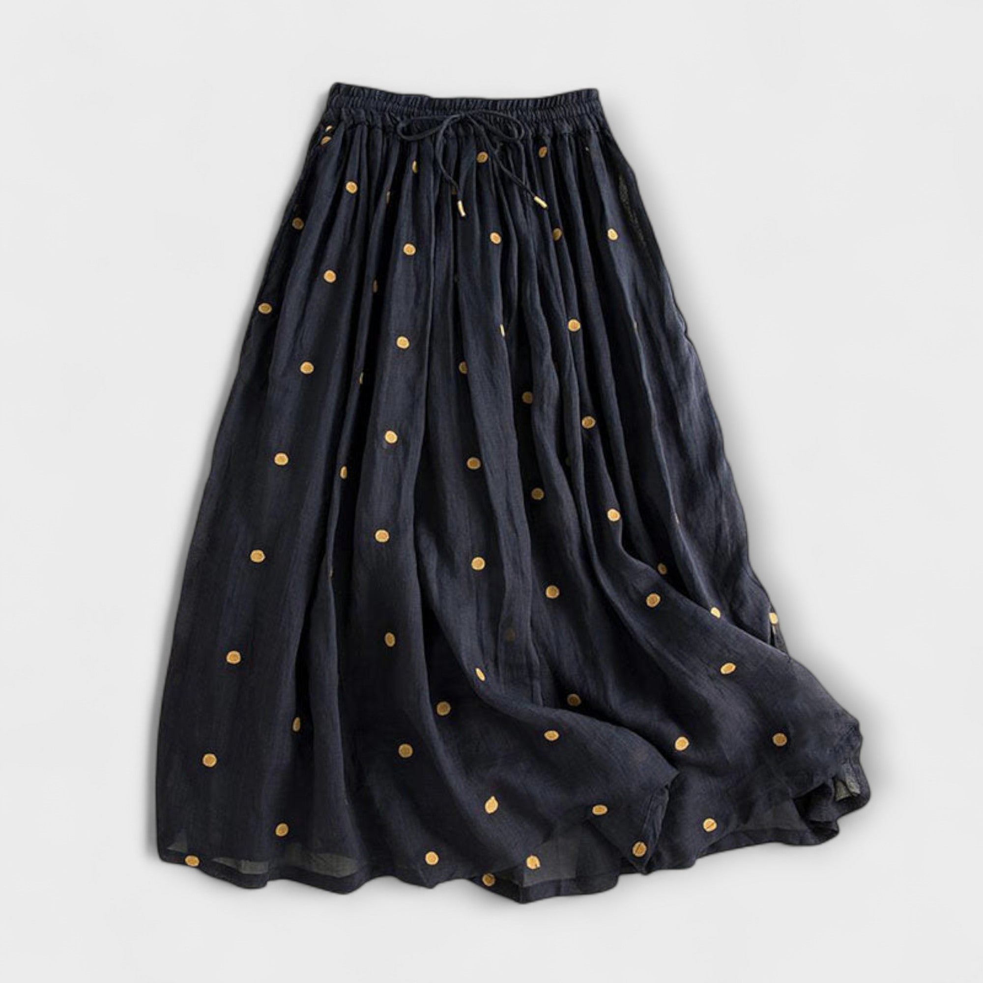 Gonna a pois giocosa in cotone-lino