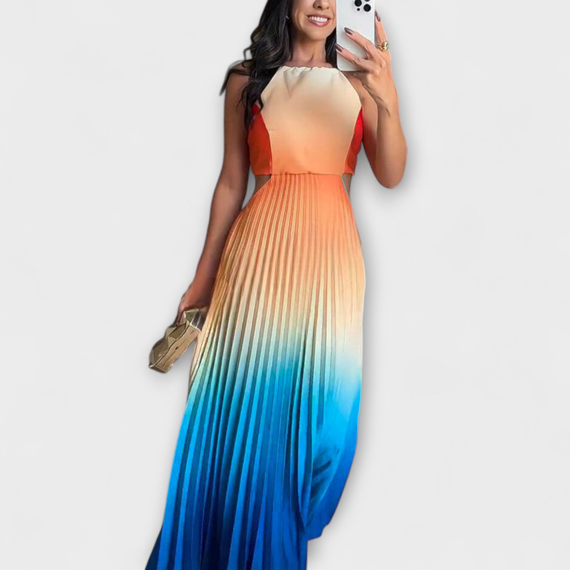 Haven - Elegante Abito Maxy a Pieghe con Scollo Ritorno