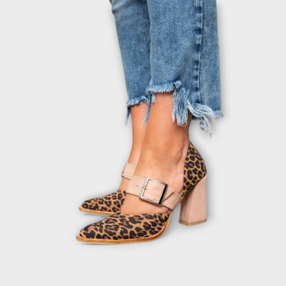 Avano - Sandali con tacco a forma di leopardo