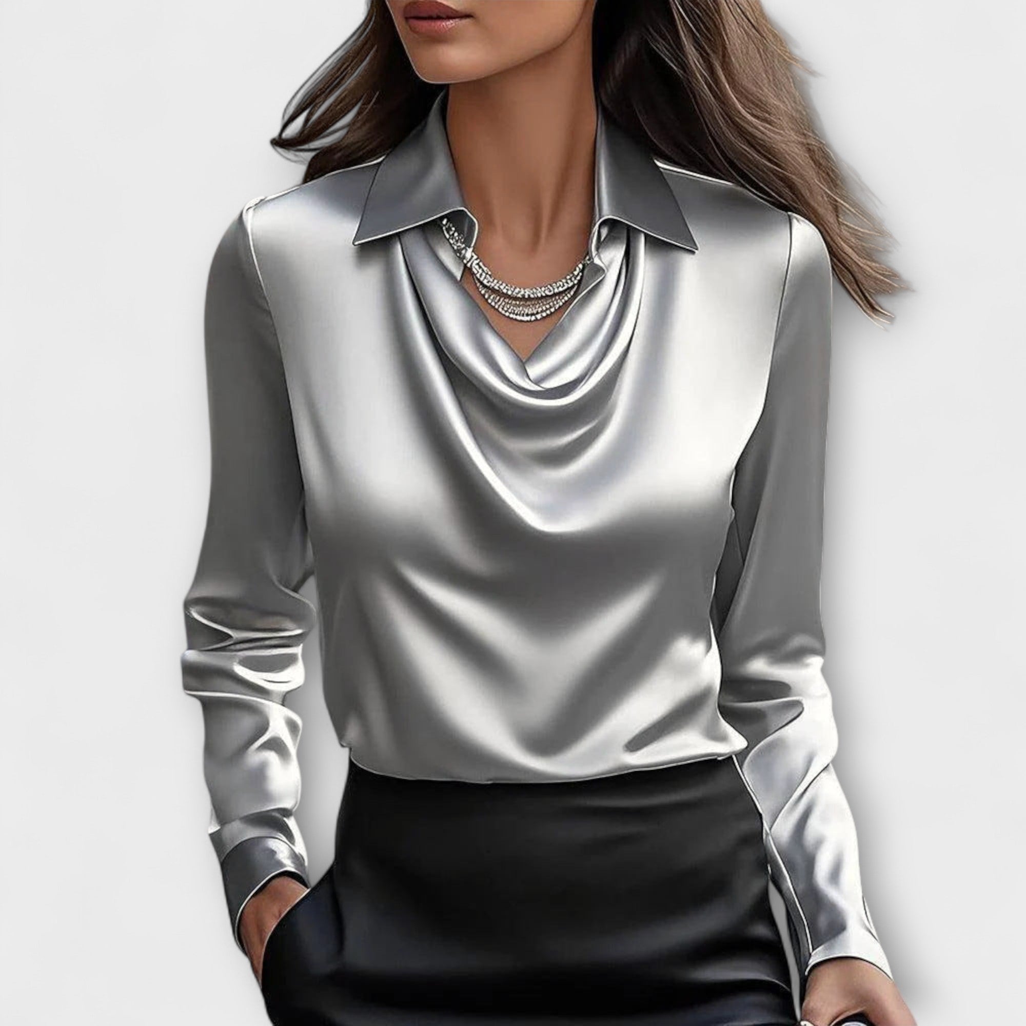 Camicia lucida con colletto arricciato