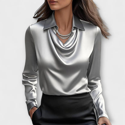 Camicia lucida con colletto arricciato