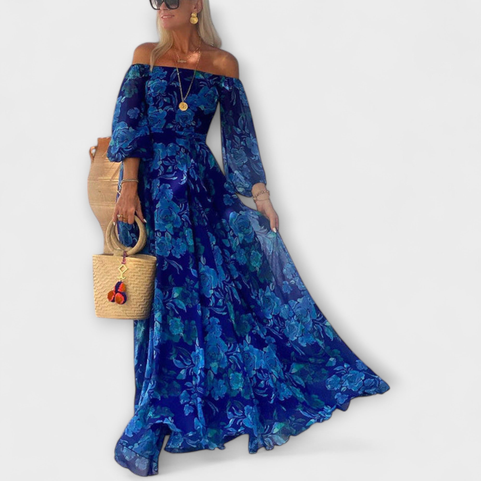 Juniper - Abito Maxy a Spalle Scoperte con Smock