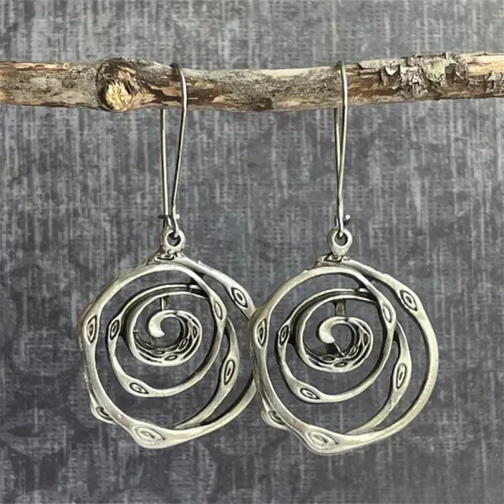 Orecchini Retro in Argento Design Labirinto