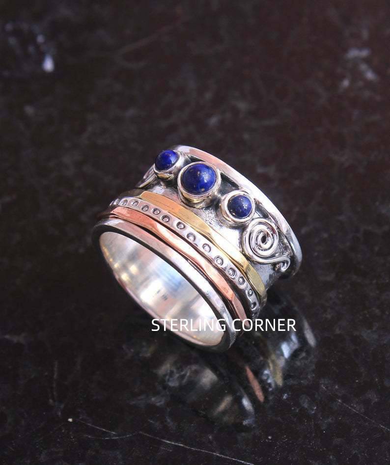 Anello di Meditazione Bohemien in Zaffiro