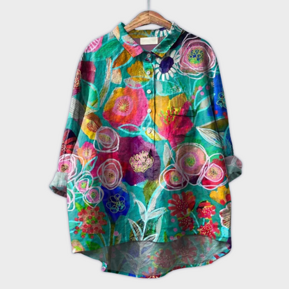Magdalena - Blusa da donna fatta a mano con design floreale