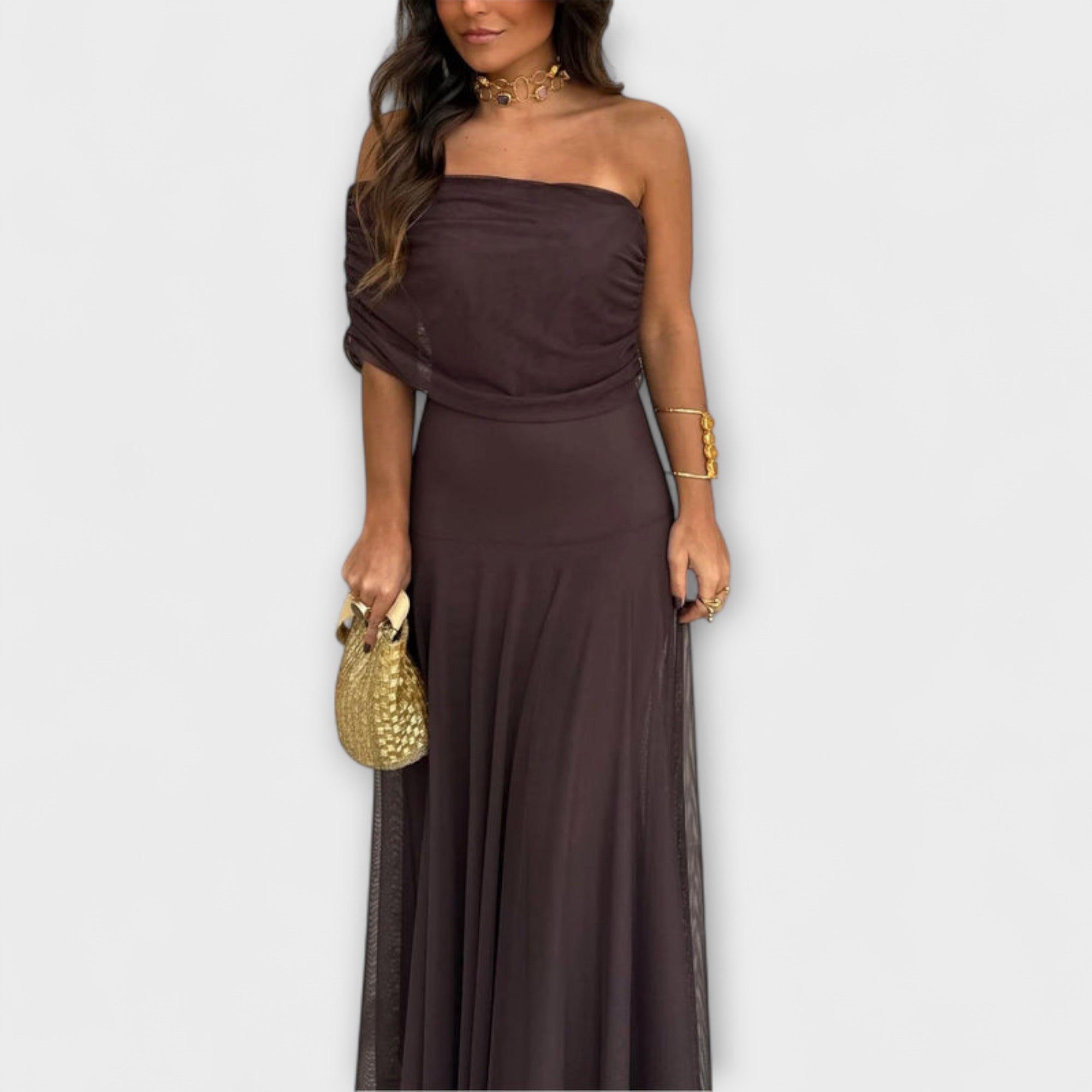 Meadow - Toledo Abito Maxi in Rete a Spalla Unica