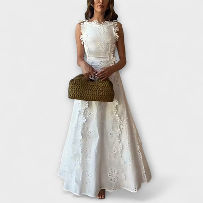 Éliora – Maxidress con motivo in pizzo floreale e cinture da annodare