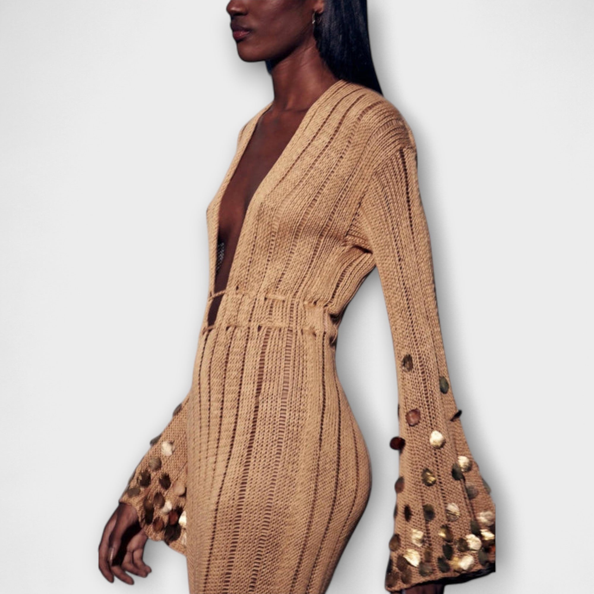 Kathleen - Abito Maxi in Maglia Oro di Dolly