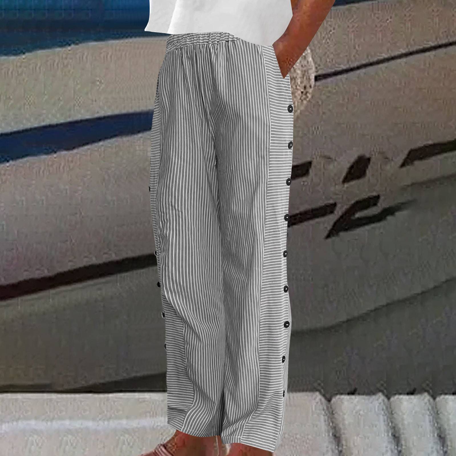 Rea - Pantaloni casual a righe rilassati