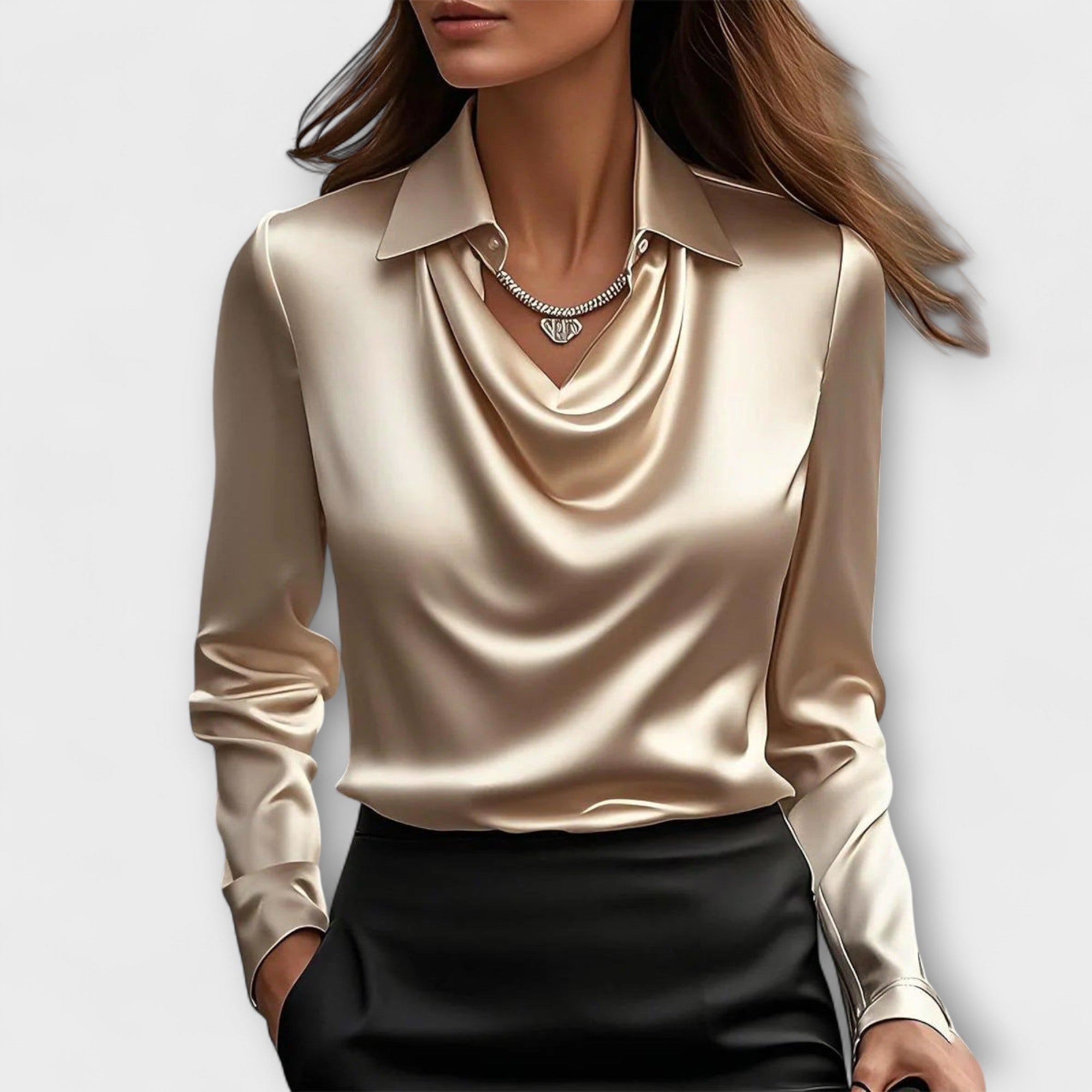 Camicia lucida con colletto arricciato