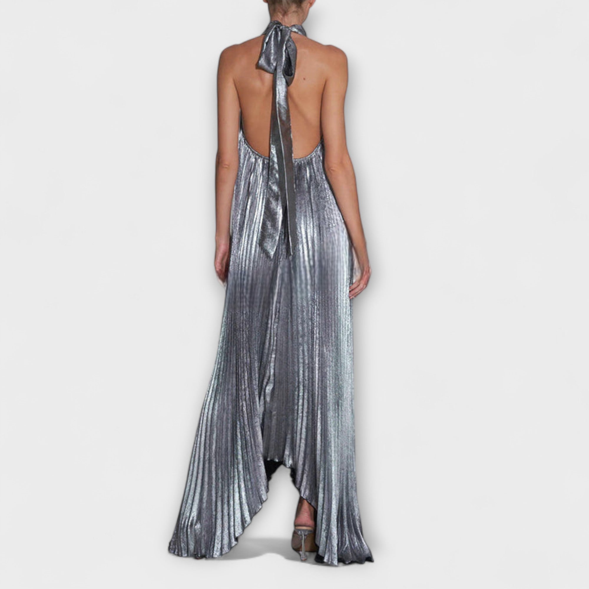 Calliope - Abito Maxy A-Line in Tessuto Metallico Pieghettato