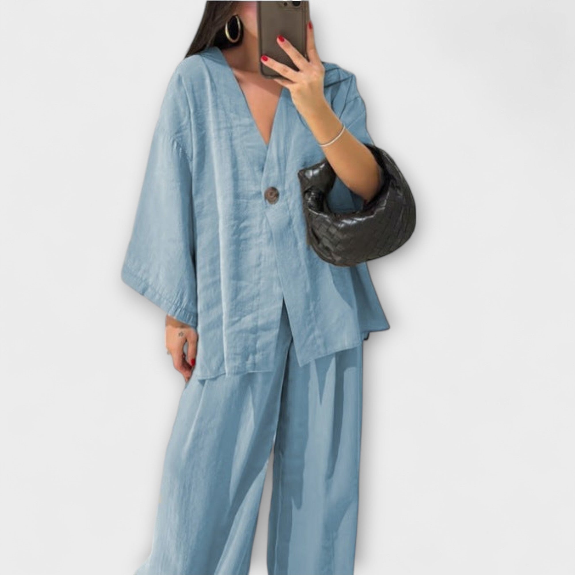 Jacqueline - Top e Pantaloni Duo con Scollo a V Casual