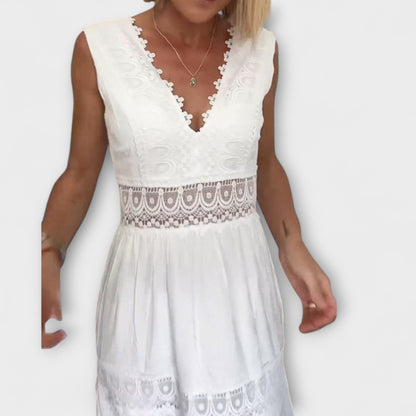 Aurélie - Elegante abito in pizzo con scollo a V