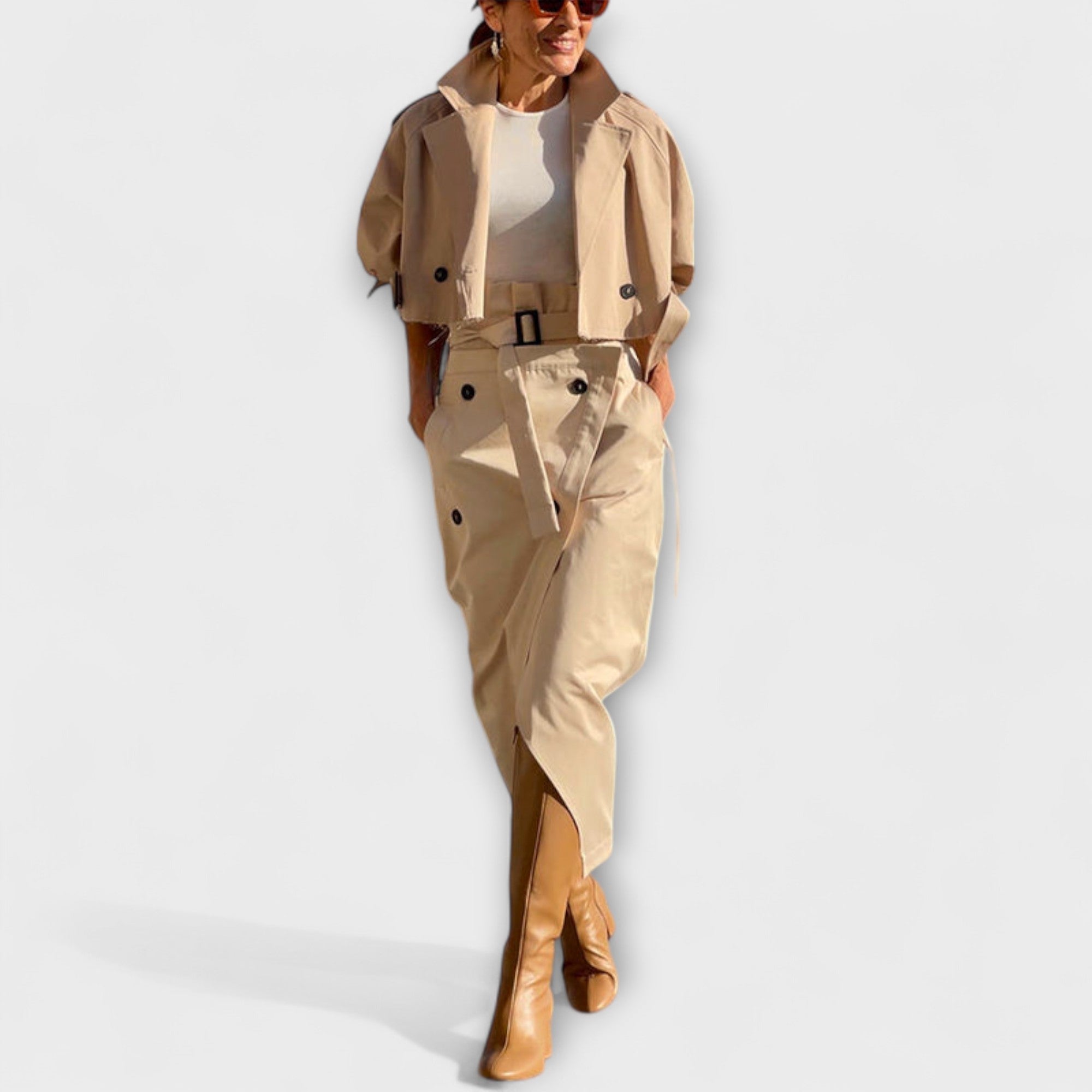 Lyra - Elegante giacca midi con tasche