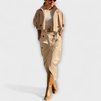 Lyra - Elegante giacca midi con tasche