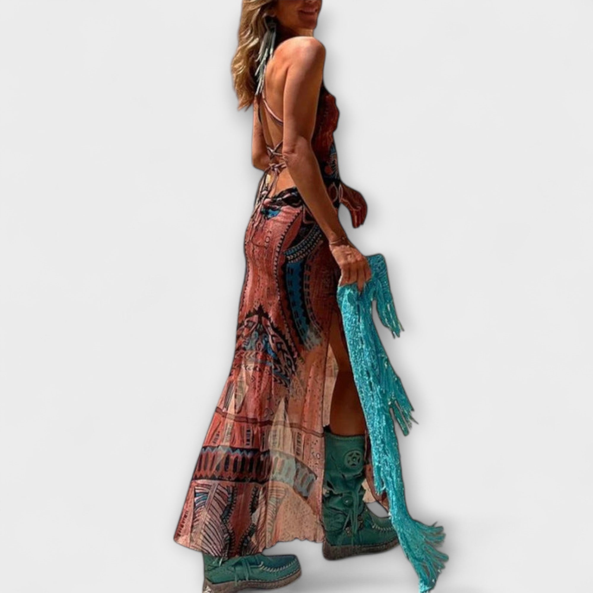 Fee - Abito midi unico con scollo a cowl